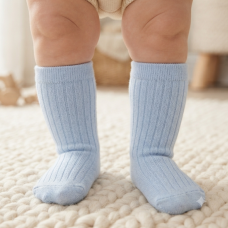 BW-61-2243S: Baby 3/4 Length Socks - Sky Blue